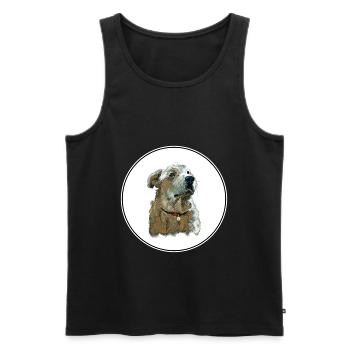 Akbash Hund Aquarell Farbe Illustration - Männer Premium Bio Tank Top - Schwarz - Vorne - AI Model Male 178 light (178cm)
