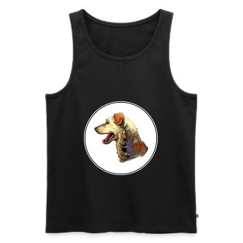 Illustration de l’aquarelle autrichienne pinscher dog - Débardeur bio Premium Homme - noir - Devant - AI Model Male 178 light (178cm)
