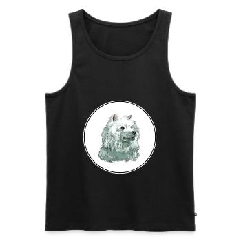 American Eskimo Dog Aquarelle Illustration - Débardeur bio Premium Homme - noir - Devant - Michal (187cm)