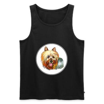 Australian Silky Terrier Dog Watercolor Illustrati - Men's Premium Organic Tank Top - black - Front - Michal (187cm)
