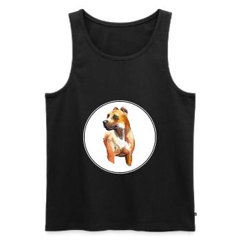 Alano Espanol Hund Aquarell Skizze Illustration - Männer Premium Bio Tank Top - Schwarz - Vorne - AI Model Male 178 light (178cm)