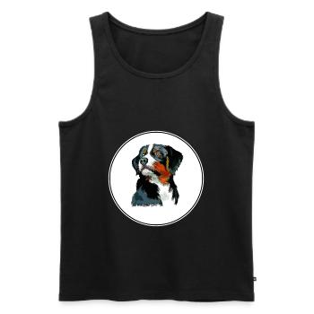 Appenzeller Sennenhund Dog Watercolor Illustration - Men's Premium Organic Tank Top - black - Front - Michal (187cm)