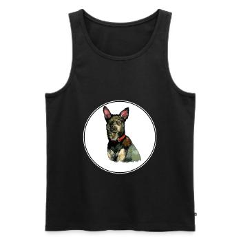Australian Kelpie Dog Watercolor Illustration - Men's Premium Organic Tank Top - black - Front - AI Model Male 178 light (178cm)