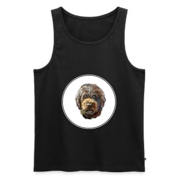Barbet Dog Watercolor Paint Illustration - Men's Premium Organic Tank Top - black - Front - Michal (187cm)