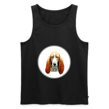 Basset Artesien Normand Dog Watercolor Illustratio - Men's Premium Organic Tank Top - black - Front - Michal (187cm)