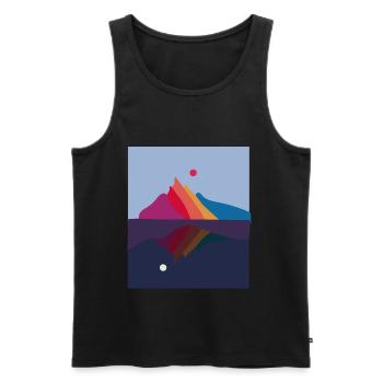 Day and Night Mountain Landscape Mountain Sunrise - Men's Premium Organic Tank Top - black - Front - AI Model Male 178 light (178cm)