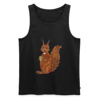 süßes niedliches Eichhörnchen mit Eichennuss - Männer Premium Bio Tank Top - Schwarz - Vorne - Michal (187cm)
