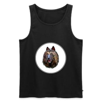 Belgian Tervuren Dog Watercolor Illustration - Men's Premium Organic Tank Top - black - Front - Michal (187cm)