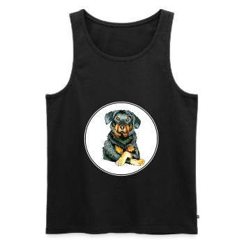 Beauceron Dog Watercolor Sketch Illustration - Men's Premium Organic Tank Top - black - Front - Michal (187cm)