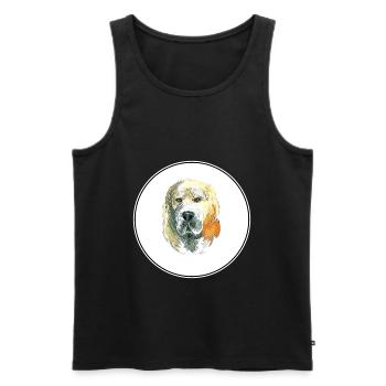 Illustration de l’aquarelle de chien de berger d’Asie centrale - Débardeur bio Premium Homme - noir - Devant - Michal (187cm)