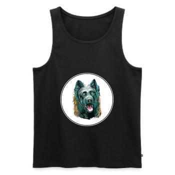 Dutch Shepherd Dog Watercolor Art Illustration - Men's Premium Organic Tank Top - black - Front - AI Model Male 178 light (178cm)