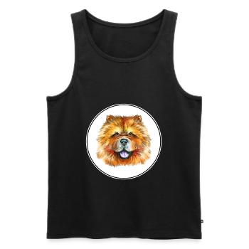 Chow Chow Dog Aquarelle Sketch Illustration - Débardeur bio Premium Homme - noir - Devant - AI Model Male 178 light (178cm)