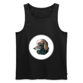 Curly Coated Retriever Dog Watercolor Illustration - Men's Premium Organic Tank Top - black - Front - Michal (187cm)