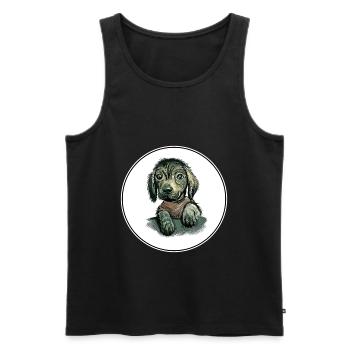 Illustration de l’aquarelle du chien sans poils mexicain - Débardeur bio Premium Homme - noir - Devant - Michal (187cm)