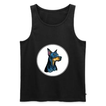 Dobermann Pinscher Hund Aquarell Illustration - Männer Premium Bio Tank Top - Schwarz - Vorne - Michal (187cm)