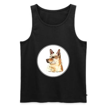 Canaan Dog Aquarelle Peinture Illustration - Débardeur bio Premium Homme - noir - Devant - Michal (187cm)