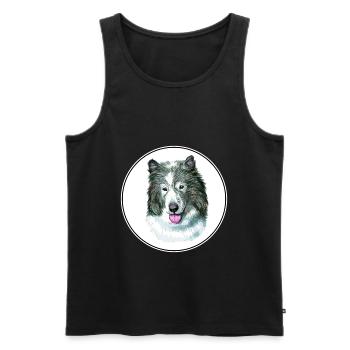 Illustration de l’aquarelle de chien esquimau canadien - Débardeur bio Premium Homme - noir - Devant - Michal (187cm)