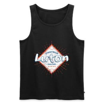 Luton Angleterre UK City Skyline Accueil Amour - Débardeur bio Premium Homme - noir - Devant - Michal (187cm)