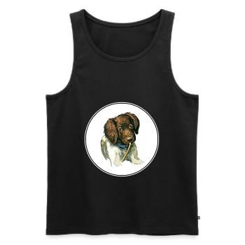 Munsterlander Small Dog Aquarelle Illustration - Débardeur bio Premium Homme - noir - Devant - Michal (187cm)
