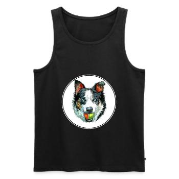 Neuseeland Heading Dog Aquarell Illustration - Männer Premium Bio Tank Top - Schwarz - Vorne - Michal (187cm)