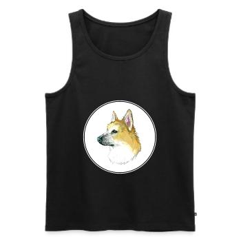 Norwegischer Buhund Hund Aquarell Illustration - Männer Premium Bio Tank Top - Schwarz - Vorne - Michal (187cm)