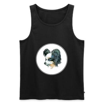Papillon Dog Aquarelle Art Illustration - Débardeur bio Premium Homme - noir - Devant - Michal (187cm)
