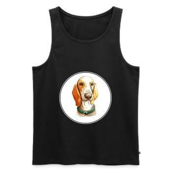 Porcelaine Dog Watercolor Illustration - Men's Premium Organic Tank Top - black - Front - Michal (187cm)