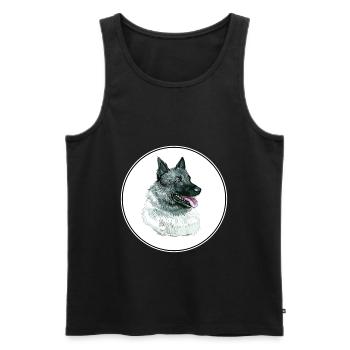 Norwegischer Elchhund Hund Aquarell Illustration - Männer Premium Bio Tank Top - Schwarz - Vorne - Michal (187cm)
