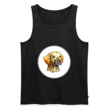 Portuguese Pointer Dog Watercolor Illustration - Men's Premium Organic Tank Top - black - Front - AI Model Male 178 light (178cm)