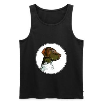 Old Danish Pointer Dog Watercolor Illustration - Men's Premium Organic Tank Top - black - Front - AI Model Male 178 light (178cm)