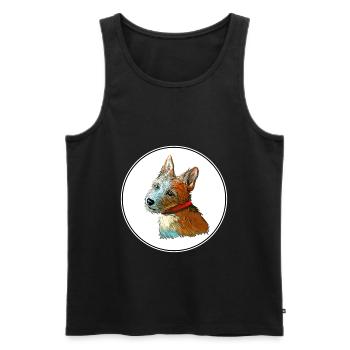 Portugiesischer Podengo Hund Aquarell Illustration - Männer Premium Bio Tank Top - Schwarz - Vorne - Michal (187cm)