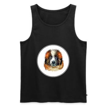 Moscow Watchdog Dog Watercolor Sketch Illustration - Men's Premium Organic Tank Top - black - Front - Michal (187cm)