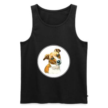 Plummer Terrier Dog Watercolor Sketch Illustration - Men's Premium Organic Tank Top - black - Front - Michal (187cm)