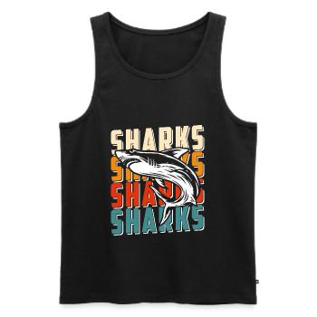 Great White Shark Diving Ocean Predator - Men's Premium Organic Tank Top - black - Front - AI Model Male 178 light (178cm)