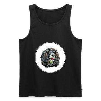 Russischer Spaniel Hund Aquarell Skizze Illustration - Männer Premium Bio Tank Top - Schwarz - Vorne - Michal (187cm)