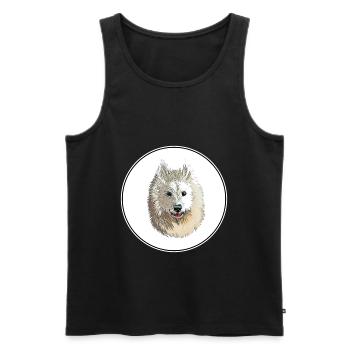Samoyed Dog Aquarelle Sketch Illustration - Débardeur bio Premium Homme - noir - Devant - Michal (187cm)