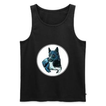 Russo European Laika Hund Aquarell Illustration - Männer Premium Bio Tank Top - Schwarz - Vorne - Michal (187cm)