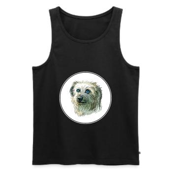 Illustration aquarelle de chien de berger pyrénéen - Débardeur bio Premium Homme - noir - Devant - Michal (187cm)