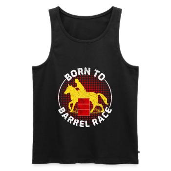 Barrel Racer Reiten Racing Rodeo Lustig - Männer Premium Bio Tank Top - Schwarz - Vorne - AI Model Male 178 light (178cm)