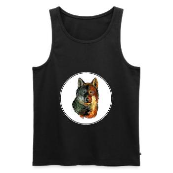 Shikoku Dog Watercolor Sketch Illustration - Men's Premium Organic Tank Top - black - Front - Michal (187cm)