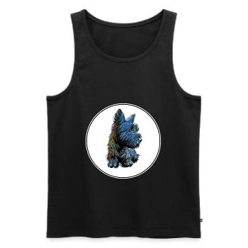 Skye Terrier Hund Aquarell Illustration - Männer Premium Bio Tank Top - Schwarz - Vorne - AI Model Male 178 light (178cm)