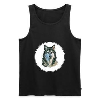 Tamaskan Dog Watercolor Art Illustration - Men's Premium Organic Tank Top - black - Front - Michal (187cm)