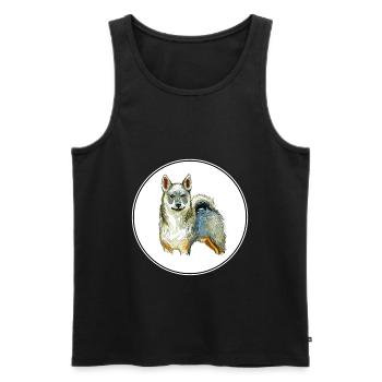 Illustration de l’aquarelle du chien suédois vallhund - Débardeur bio Premium Homme - noir - Devant - Michal (187cm)