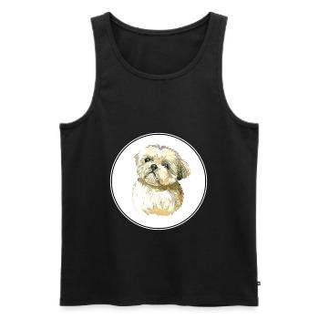 Shih Tzu Schoß Hund Aquarell Illustration - Männer Premium Bio Tank Top - Schwarz - Vorne - Michal (187cm)