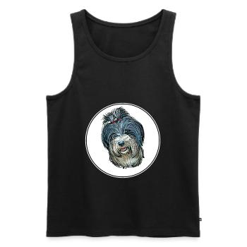 Tibetan Terrier Dog Watercolor Sketch Illustration - Men's Premium Organic Tank Top - black - Front - Michal (187cm)