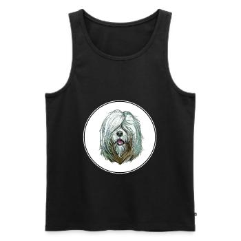 Südrussischer Ovcharka Hund Aquarell Illustration - Männer Premium Bio Tank Top - Schwarz - Vorne - Michal (187cm)