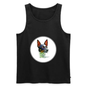 Tenterfield Terrier Dog Watercolor Illustration - Men's Premium Organic Tank Top - black - Front - Michal (187cm)