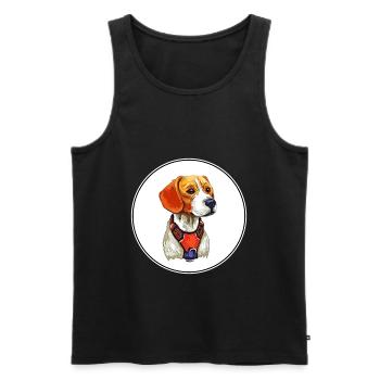 Siberian Tricolor Hound Dog Watercolor Illustratio - Men's Premium Organic Tank Top - black - Front - AI Model Male 178 light (178cm)