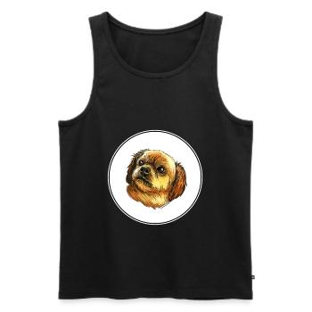 Tibetan Spaniel Dog Watercolor Sketch Illustration - Men's Premium Organic Tank Top - black - Front - Michal (187cm)