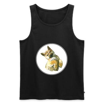 Shiba Inu Japanese Dog Watercolor Illustration - Men's Premium Organic Tank Top - black - Front - Michal (187cm)